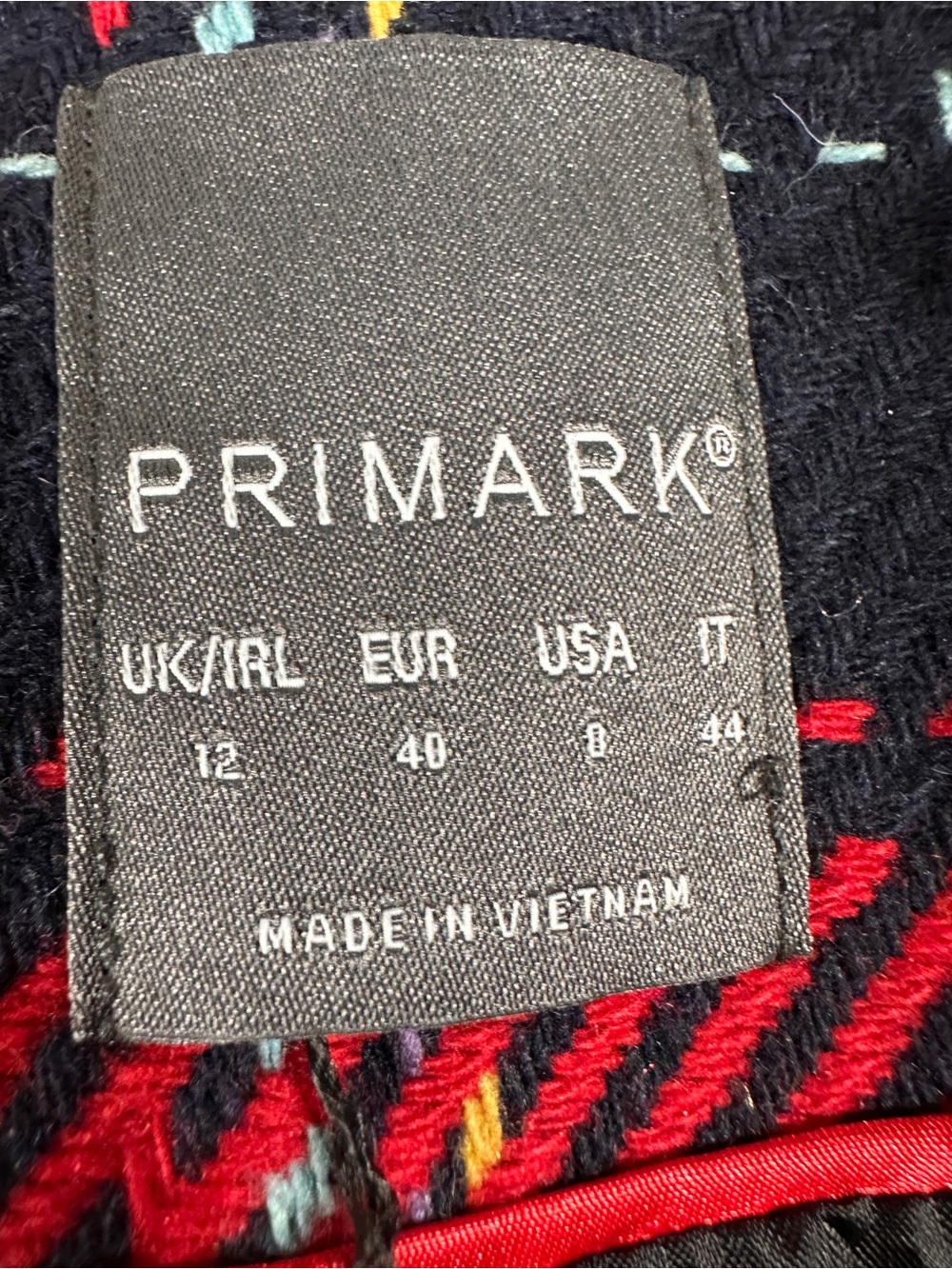 Primark Red Navy Tartan Plaid Long Coat Women’s US 8 - Picture 3 of 8